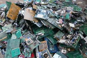 A large pile of E-Waste parts