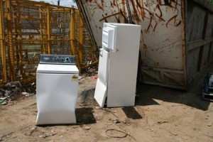 White goods in a scrapyard ready to be recycled by Tal Ingots