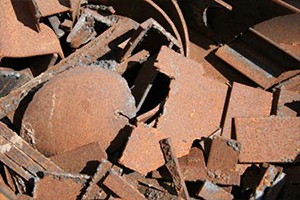 A large amount of light steel piled up to be recycled