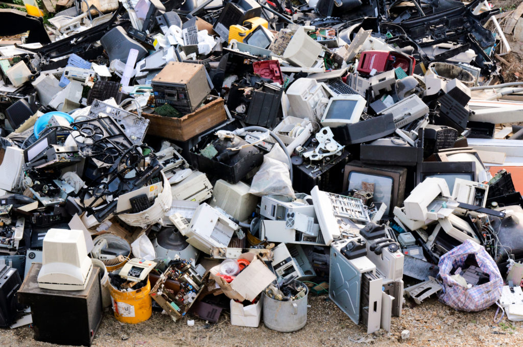A large pile of E-Waste at Tall Ingots scrap metal yard