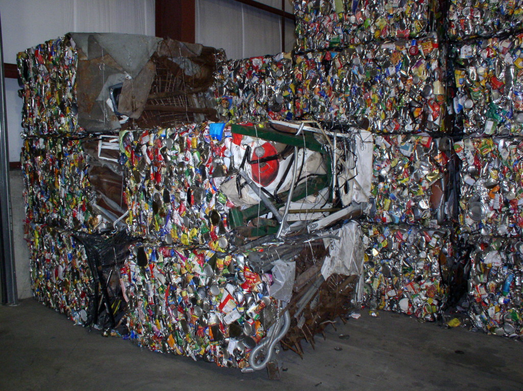 Cubes of compacted scraop metal for recycling at Tall Ingots